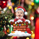 New baby - Custom Photo Christmas Santa Baby Down The Chimney - Personalized Cutout Acrylic Ornament