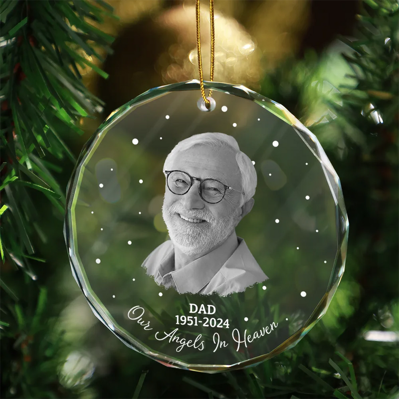 Custom Photo Memorial Your Wings Were Ready - Personalized Circle Glass Ornament