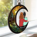 Gift For Bestie, Sisters - Sisters Besties Love You To The Moon - Personalized Window Hanging Suncatcher Ornament