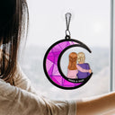 Gift For Bestie, Sisters - Sisters Besties Love You To The Moon - Personalized Window Hanging Suncatcher Ornament