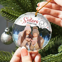 Family, Gift For Bestie, Gift For Sisters, Gift For Brothers, Gift For Sibling - Custom Photo Friends Sisters Brothers Family Forever - Personalized Circle Glass Ornament