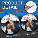 Family, Gift For Bestie, Gift For Sisters, Gift For Brothers, Gift For Sibling - Custom Photo Friends Sisters Brothers Family Forever - Personalized Circle Glass Ornament