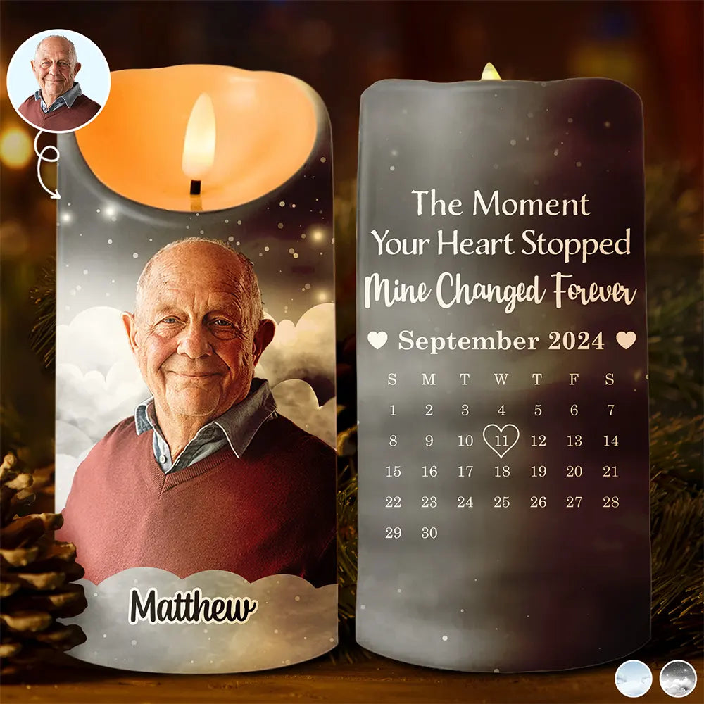 Custom Photo The Moment Your Heart Stopped Calendar - Personalized Flameless LED Candle