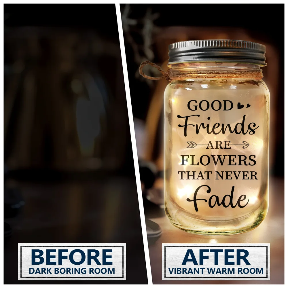 Gift For Bestie,Christmas,Love - Birth Flower Grow An Old Friend - Personalized Mason Jar Light