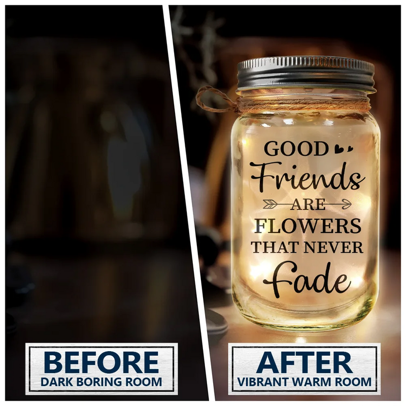 Gift For Bestie,Christmas,Love - Birth Flower Grow An Old Friend - Personalized Mason Jar Light