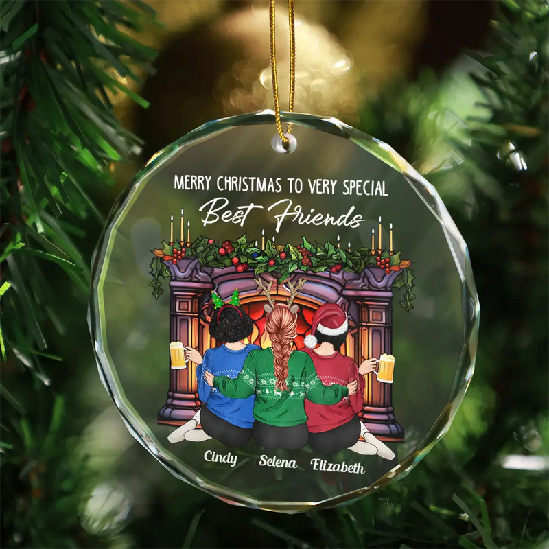 Gift For Bestie - Merry Christmas To A Very Special Best Friend - Personalized Circle Glass Ornament