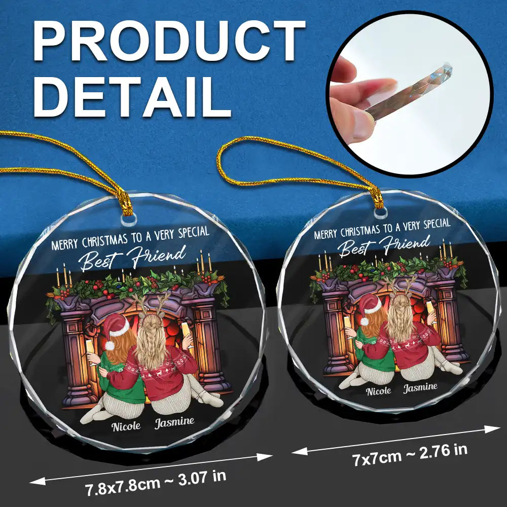 Gift For Bestie - Merry Christmas To A Very Special Best Friend - Personalized Circle Glass Ornament