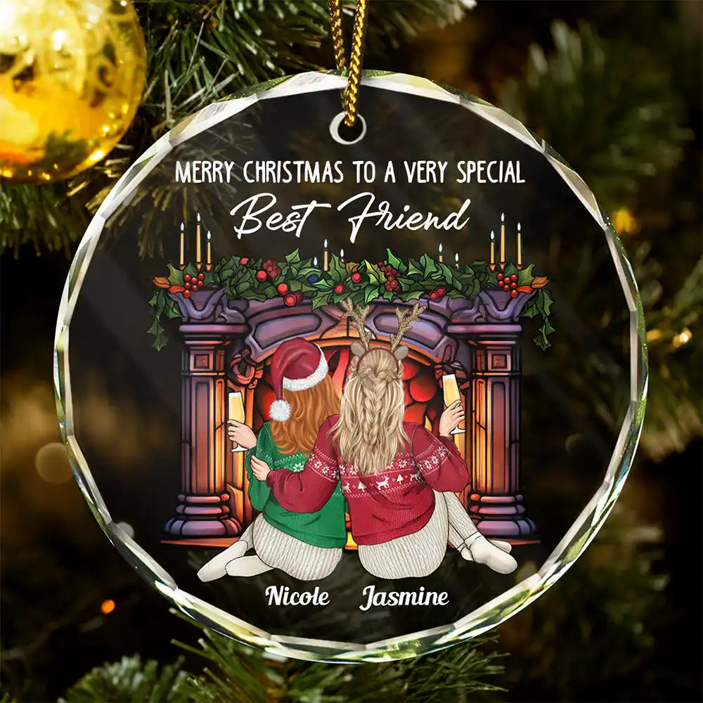 Merry Christmas To A Very Special Best Friend - Personalized Circle Glass Ornament