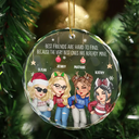 Gift For Bestie - Christmas Cartoon Best Friends Are Hard To Find - Personalized Circle Glass Ornament