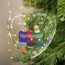 Gift For Bestie - Christmas Bestie Old Best Friends - Personalized Heart Shaped Glass Ornament
