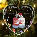 Gift For Bestie - Christmas Bestie Old Best Friends - Personalized Heart Shaped Glass Ornament
