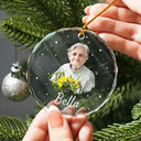 Christmas,Custom Photo,Memorial,Pet Lovers,Sad - Custom Photo Christmas Gift For Family, Pet Lovers, Bestie - Personalized Circle Glass Ornament