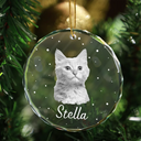 Christmas,Custom Photo,Memorial,Pet Lovers,Sad - Custom Photo Christmas Gift For Family, Pet Lovers, Bestie - Personalized Circle Glass Ornament