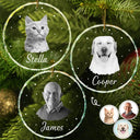 Christmas,Custom Photo,Memorial,Pet Lovers,Sad - Custom Photo Christmas Gift For Family, Pet Lovers, Bestie - Personalized Circle Glass Ornament