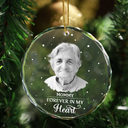 Family - Christmas Memorial Custom Photo Grayscale I'm Always With You - Personalized Circle Glass Ornament