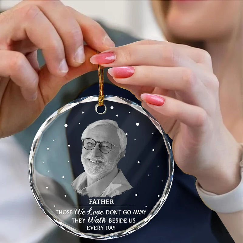 Family - Christmas Memorial Custom Photo Grayscale I'm Always With You - Personalized Circle Glass Ornament