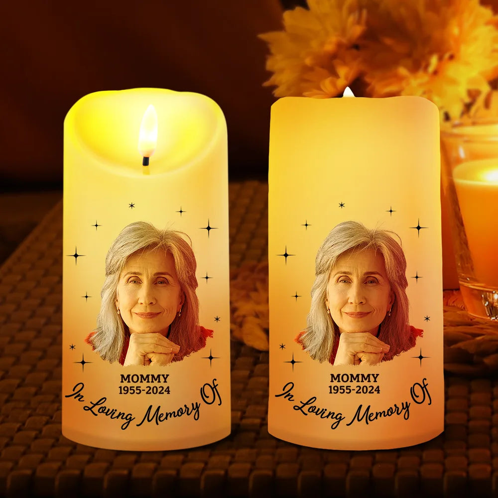 Memorial, Family - Memorial Custom Photo Your Wings Were Ready - Personalized Flameless LED Candle