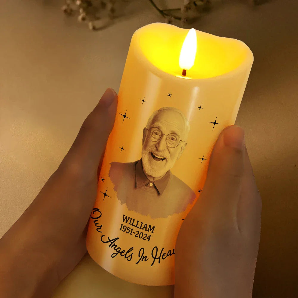 Memorial, Family - Memorial Custom Photo Your Wings Were Ready - Personalized Flameless LED Candle