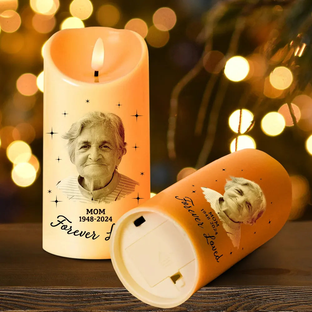 Memorial, Family - Memorial Custom Photo Your Wings Were Ready - Personalized Flameless LED Candle