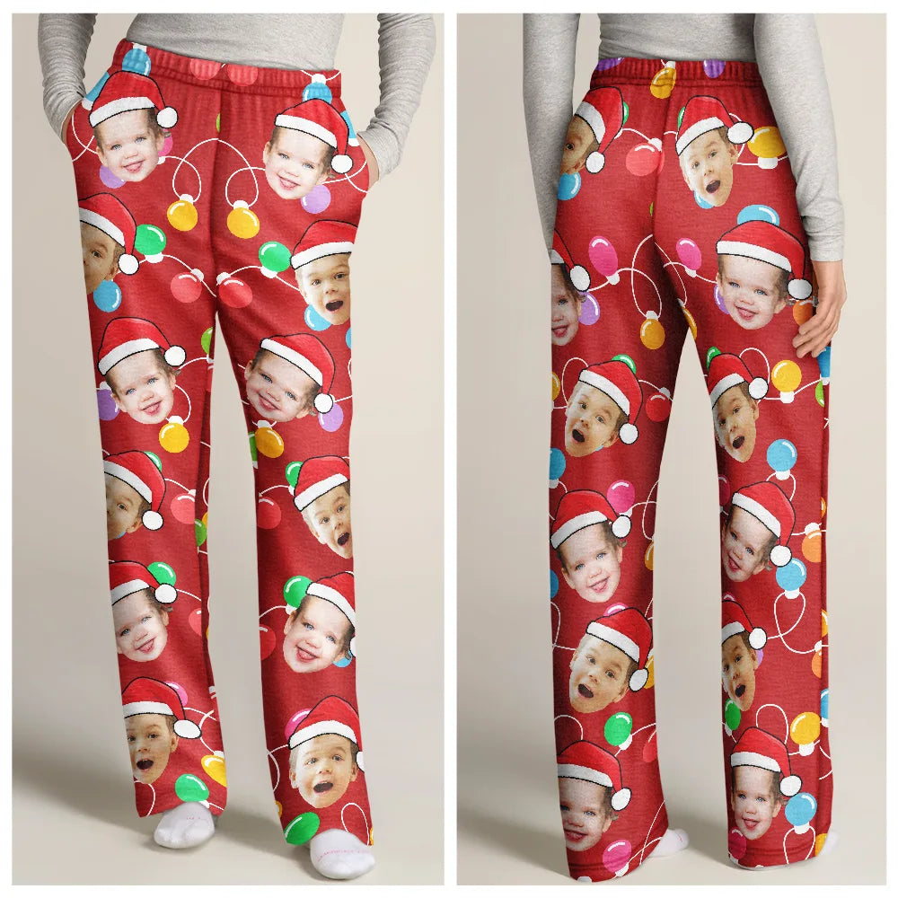 Christmas,Custom Photo,Family,Happy - Custom Photo Funny Family Face - Personalized Pajama Pants