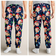 Christmas,Custom Photo,Family,Happy - Custom Photo Funny Family Face - Personalized Pajama Pants
