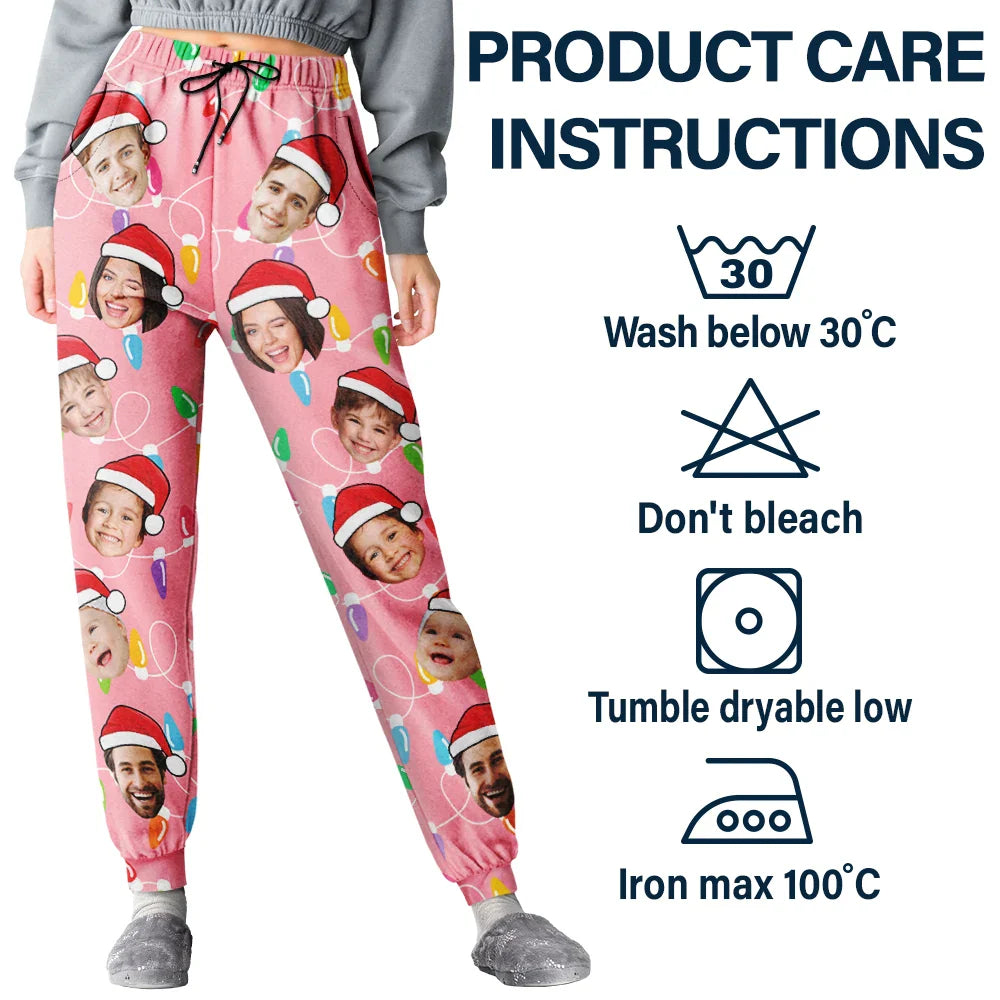Christmas,Custom Photo,Family,Happy - Custom Photo Funny Family Face - Personalized Pajama Pants