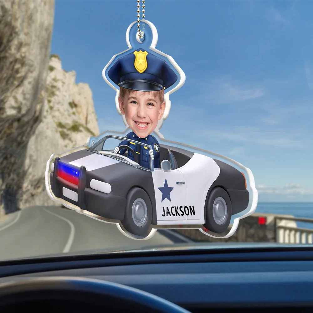 Gift For Grandpa, Gift For Father - Custom Photo Custom Photo Kids Construction Truck Driver - Personalized Acrylic Car Hanger