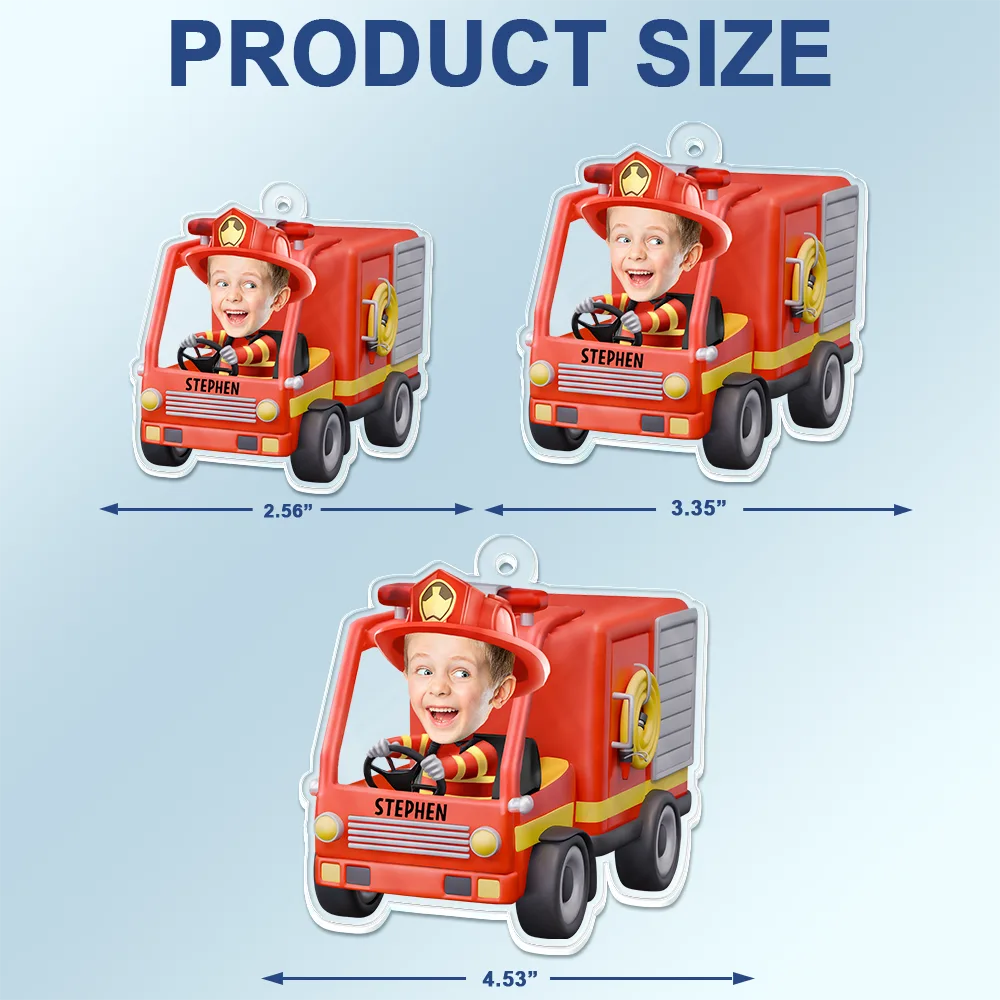 Gift For Grandpa, Gift For Father - Custom Photo Custom Photo Kids Construction Truck Driver - Personalized Acrylic Car Hanger