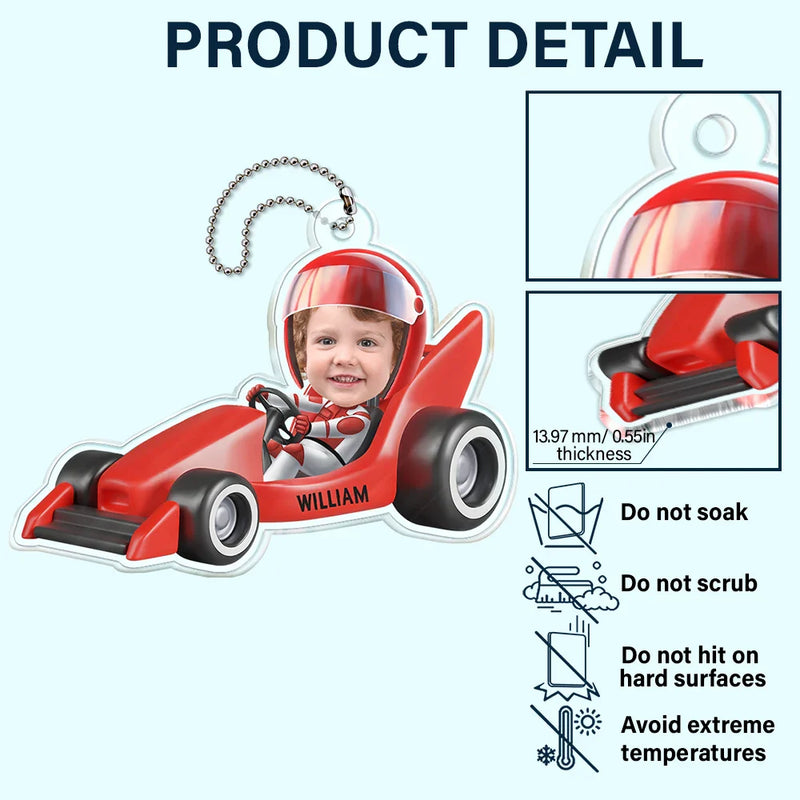 Gift For Grandpa, Gift For Father - Custom Photo Custom Photo Kids Construction Truck Driver - Personalized Acrylic Car Hanger