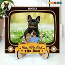 Gift For Couples, Gift For Husband, Gift For Wife, Gift For Boyfriend, Gift For Girlfriend, Dog Lovers, Pet Lovers, Dog Mom, Dog Dad, Dog Couple, Cat Lovers, Cat Mom, Cat Dad, Cat Couple, Pet Mom, Pet Dad, Pet Couple - Custom Photo You, Me And The Dog Cat - Personalized 2-Layered Wooden Plaque With Stand