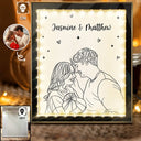 Gift For Couples, Gift For Husband, Gift For Wife, Gift For Boyfriend, Gift For Girlfriend, Art Design - Custom Photo Line Art Couple Portrait Bestie Family - Personalized LED Mirror Frame Lamp