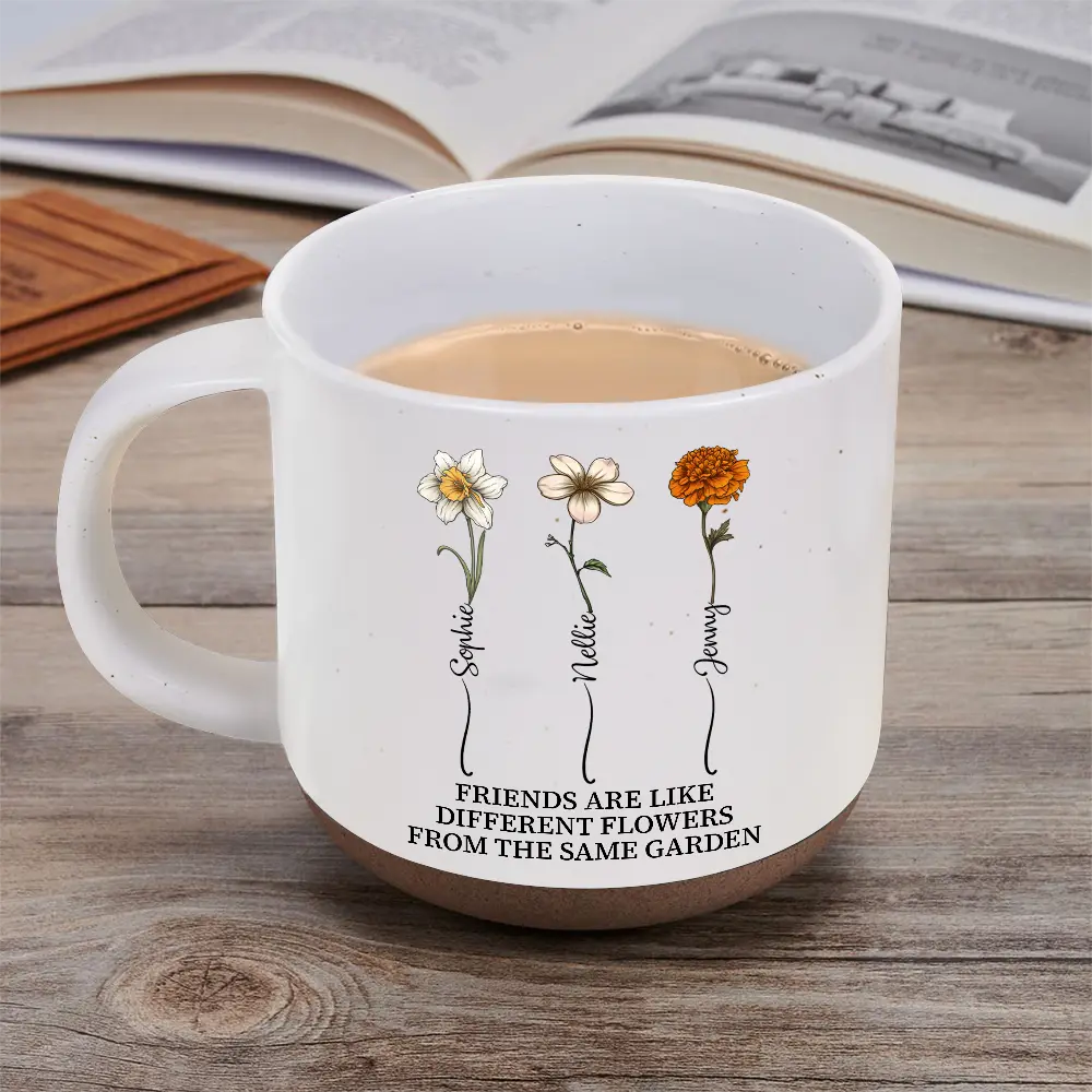 Old Best friends, Gift For Bestie - Birth Flower Grow An Old Friend Bestie - Personalized Pottery Mug