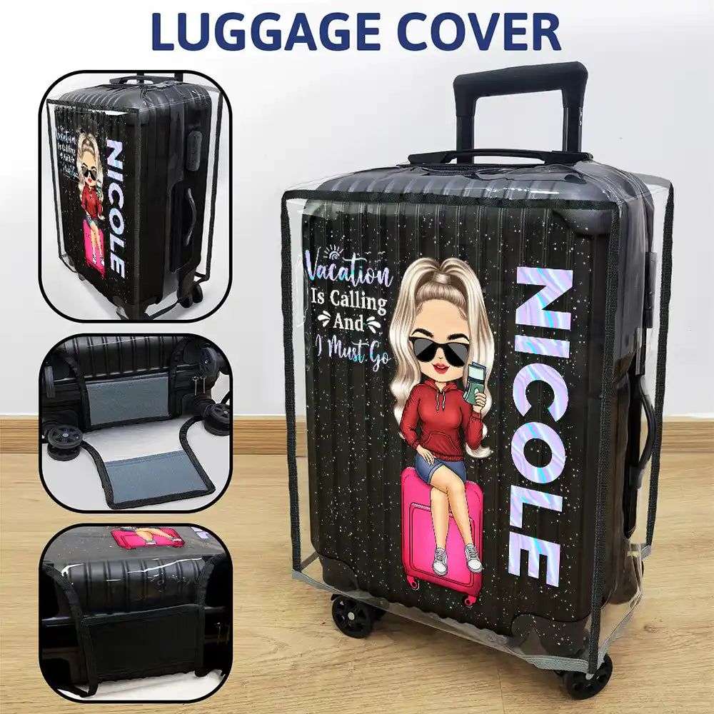 Travel, Gift For Women, Gift For Yourself - Travel A Girl Boy Who Loves Traveling Clear Hologram Background - Personalized Clear Luggage Cover
