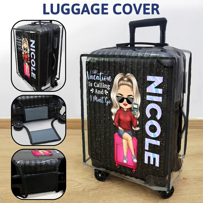 Travel, Gift For Women, Gift For Yourself - Travel A Girl Boy Who Loves Traveling Clear Hologram Background - Personalized Clear Luggage Cover

