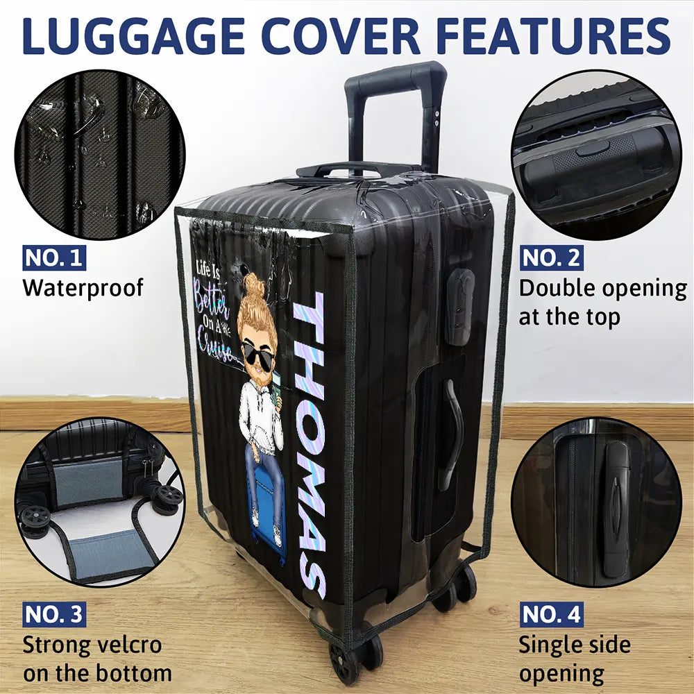 Travel, Gift For Women, Gift For Yourself - Travel A Girl Boy Who Loves Traveling Clear Hologram Background - Personalized Clear Luggage Cover
