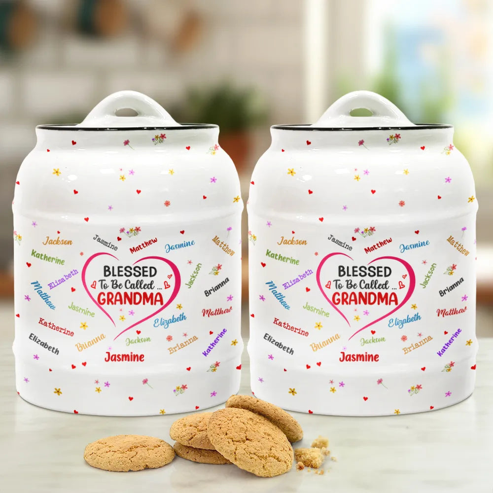 Gift For Mother,Gift For Grandma,Gift For Aunt,Love - Blessed To Be Called Grandma Nana - Personalized Cookie Jar