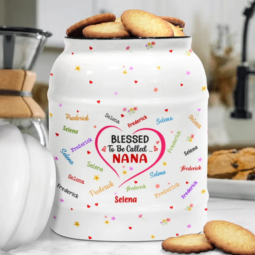 Gift For Mother,Gift For Grandma,Gift For Aunt,Love - Blessed To Be Called Grandma Nana - Personalized Cookie Jar