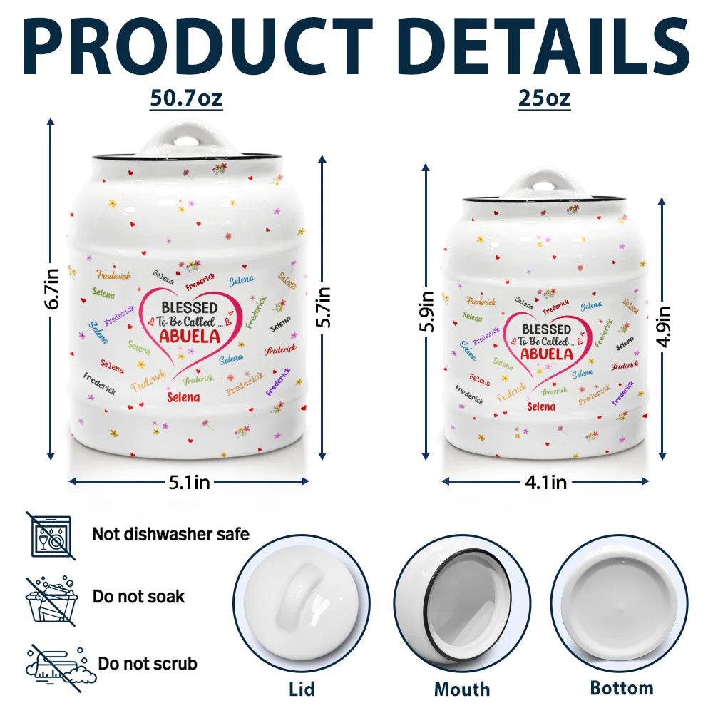 Gift For Mother,Gift For Grandma,Gift For Aunt,Love - Blessed To Be Called Grandma Nana - Personalized Cookie Jar