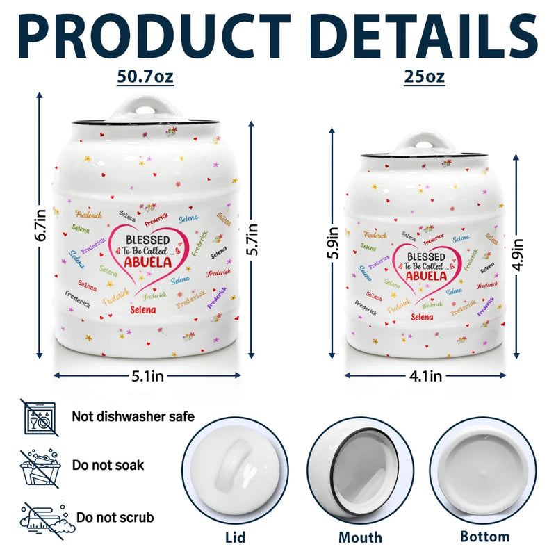 Gift For Mother,Gift For Grandma,Gift For Aunt,Love - Blessed To Be Called Grandma Nana - Personalized Cookie Jar