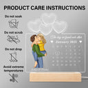 Gift For Couples,Gift For Husband,Gift For Wife,Gift For Boyfriend,Gift For Girlfriend,Happy - Calendar Couple Our First Anniversary Together - Personalized 3D Led Light Wooden Base
