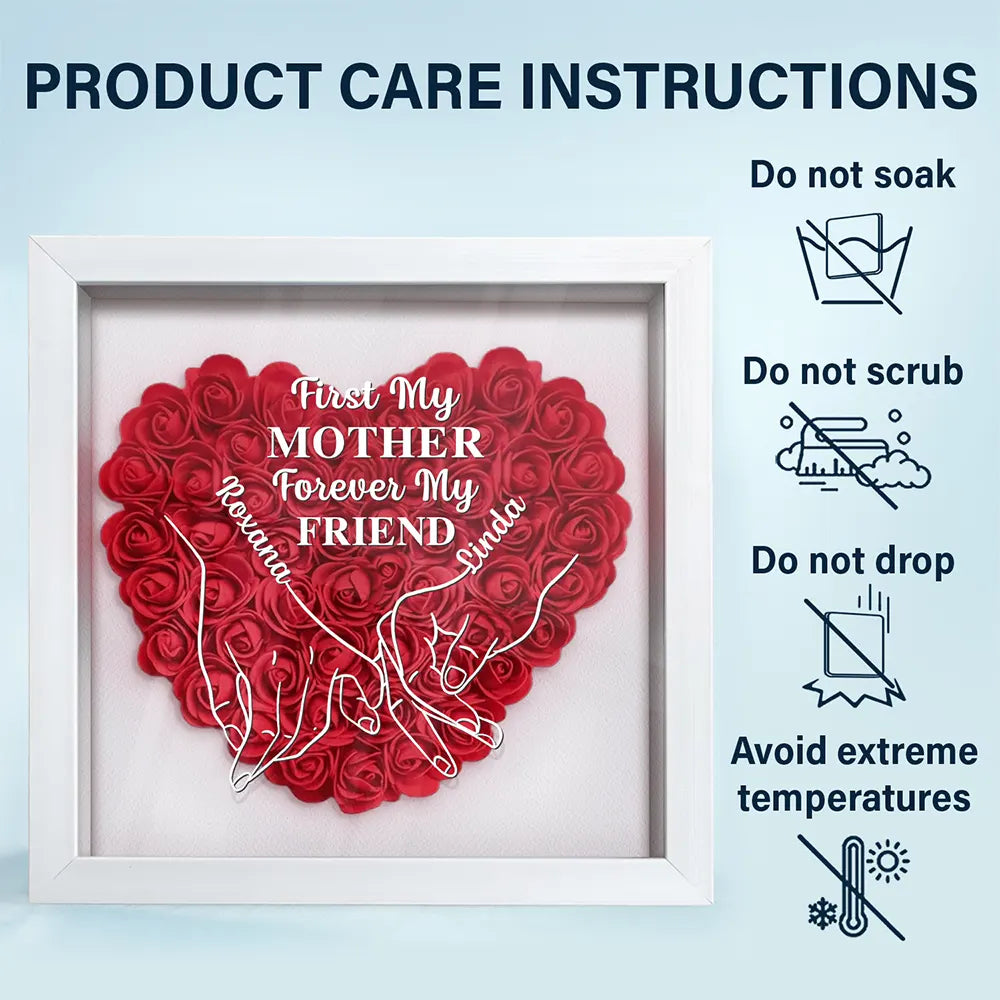 Gift For Daughter, Gift For Mother, Gift For Grandma - First My Daughter Forever My Friend - Personalized Flower Shadow Box