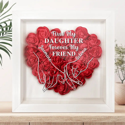 First My Daughter Forever My Friend - Personalized Flower Shadow Box
