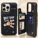 Gift For Father,Gift For Grandpa,Happy - Best Dad Grandpa Ever Fist Bump - Personalized Leather Flip Wallet Phone Case