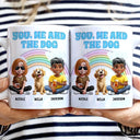 Gift For Couples,Gift For Husband,Gift For Wife,Gift For Boyfriend,Gift For Girlfriend,Dog Lovers,Pet Lovers,Dog Mom,Dog Dad,Dog Couple,Pet Mom,Pet Dad,Pet Couple - Rainbow You, Me And The Dog - 3D Inflated Effect Printed Mug, Personalized White Edge-to-Edge Mug
