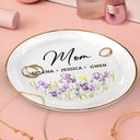 Gift For Grandma,Gift For Mother - Grandma Mom Flower Field - Personalized Round Ring Dish