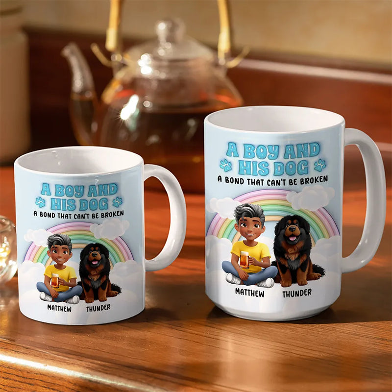 Dog Lovers, Pet Lovers, Dog Mom, Dog Dad, Pet Mom, Pet Dad, Love - Rainbow A Girl And Her Dogs - 3D Inflated Effect Printed Mug, Personalized White Edge-to-Edge Mug