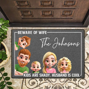 Gift For Mother,Gift For Wife,Family - 3D Effect Family Beware Of Wife - Personalized Doormat
