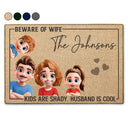Gift For Mother,Gift For Wife,Family - 3D Effect Family Beware Of Wife - Personalized Doormat
