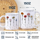 Gift For Women, Gift For Yourself, Gift For Mother, Gift For Grandma, Gift For Sisters, Gift For Bestie, Love - Birth Flowers For Mom, Grandma, Besties - 3D Embossed Effect Printed Mug, Personalized White Edge-to-Edge Mug