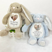 Photo personnalisée « Un câlin du ciel » - Peluche lapin personnalisée